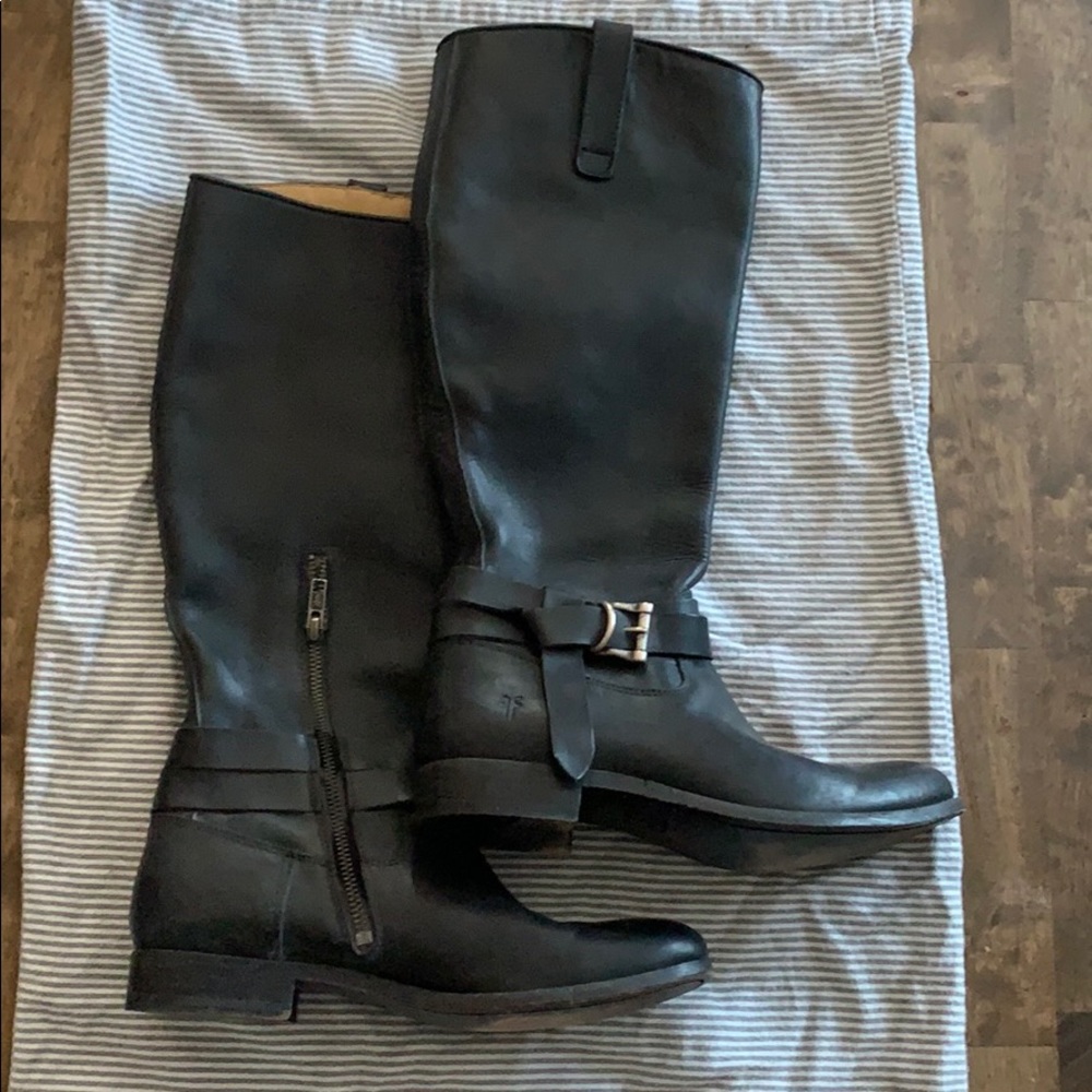 Black leather Frye boots